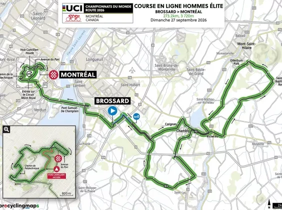 Tracé de l'épreuve sur route des Mondiaux 2026